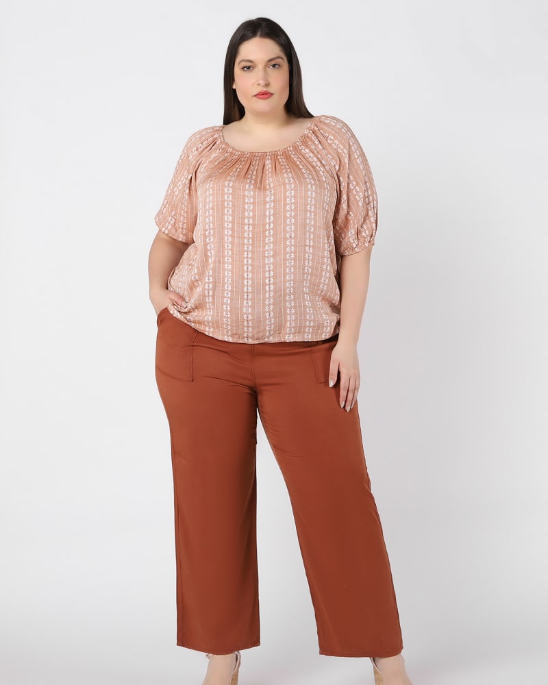Plus size model wearing Kimi Wide Leg Tencel Pant by DEX PLUS | Dia&Co | dia_product_style_image_id:206184